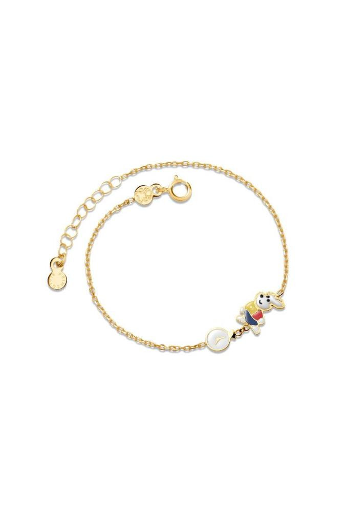 Le Bebé Bracciale Bimbo Charms Biancoconiglio e Orologio | Oro 9kt | Regolabile