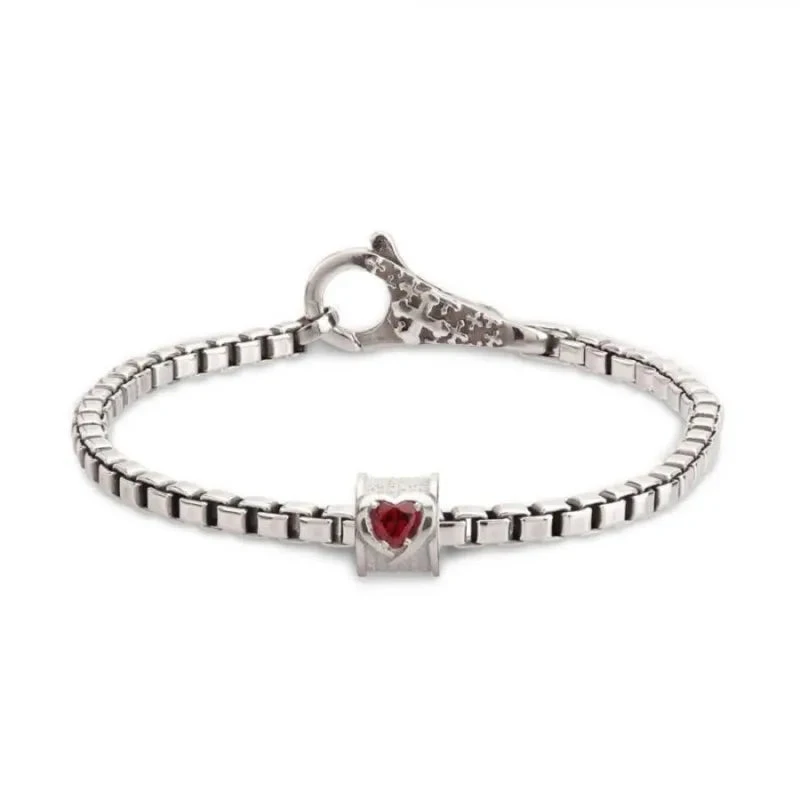 TUUM Bracciale Donna Topazio Rosso Cuore | Argento 925 Rodiato | 19 cm