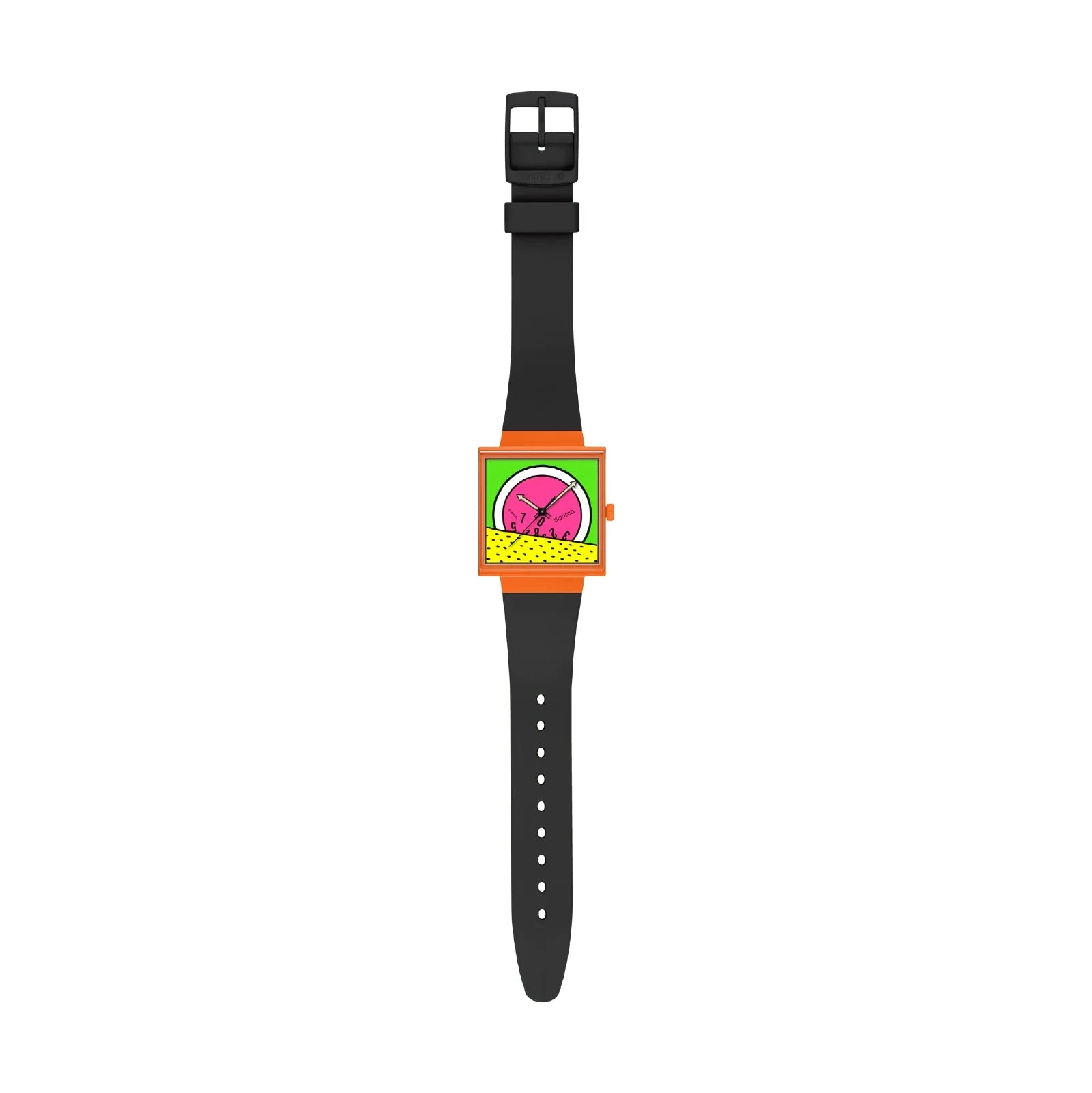 Swatch Orologio Uomo Break Time Arancione Opaco | Bioceramic | Logo Keith Haring
