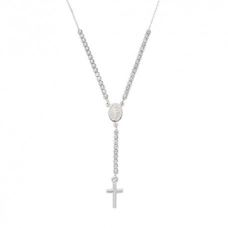 Amen Collana Donna Rosario con Tennis | Argento 925 Rodiato | Zirconi Bianchi