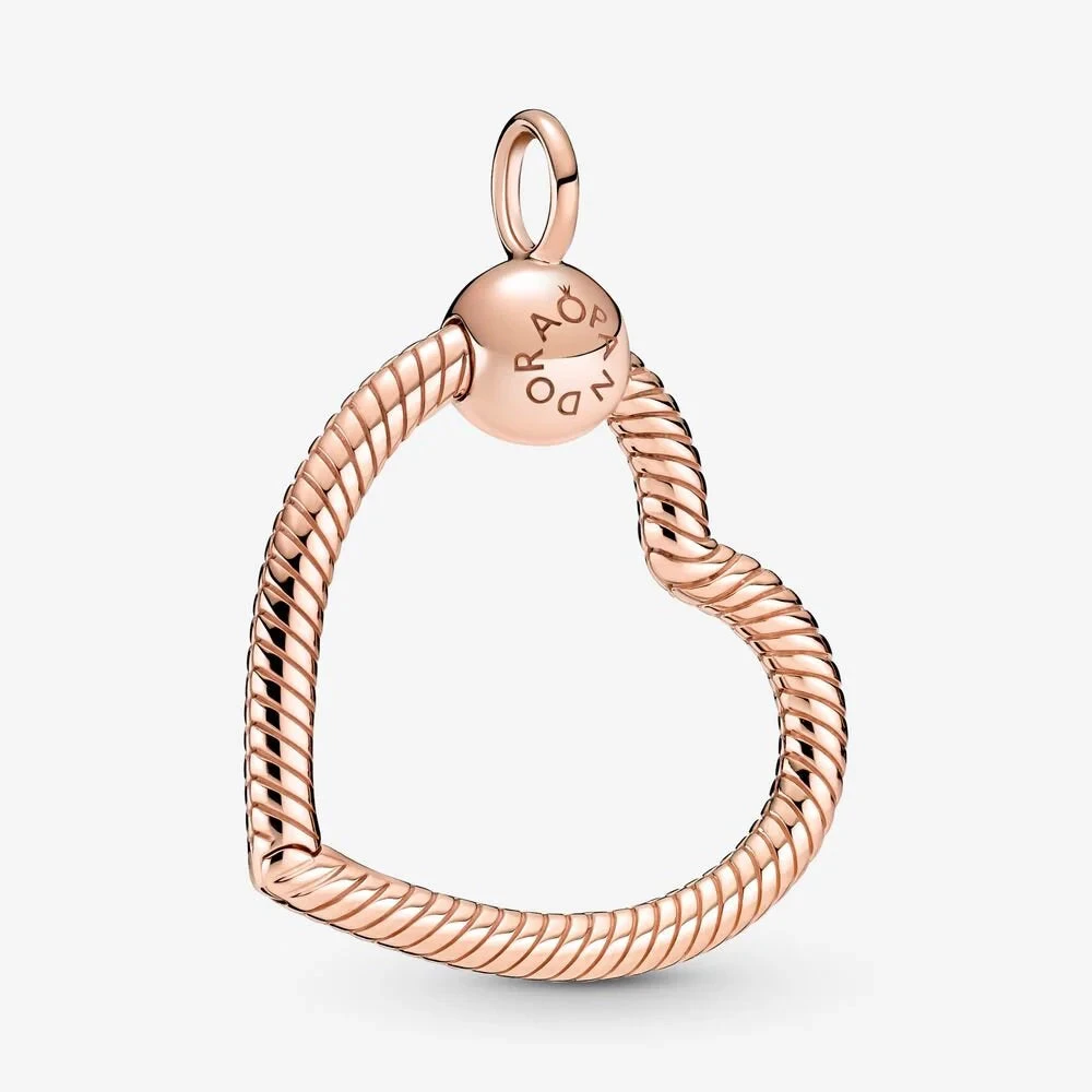 Pandora | Pendente porta-charm | Cuore asimmetrico | Oro rosa 14K | Per 3 charm