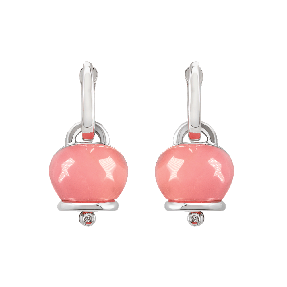 Chantecler Orecchini Campanella Resina Rosa | Argento | Diamanti 0.02 ct