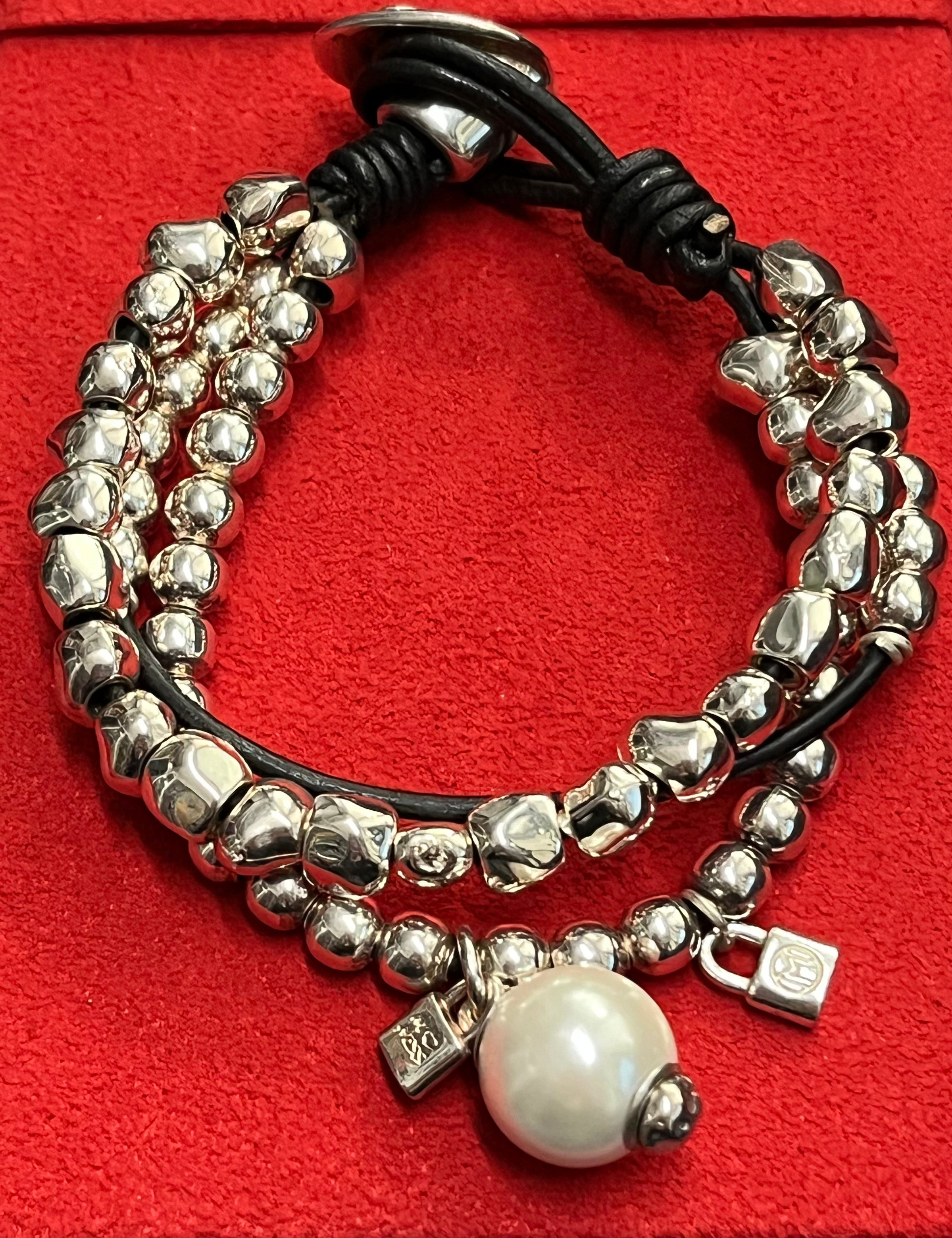 Madness Bracciale Donna con Perla Pendente | Argento 925 | Lucchetto con Logo