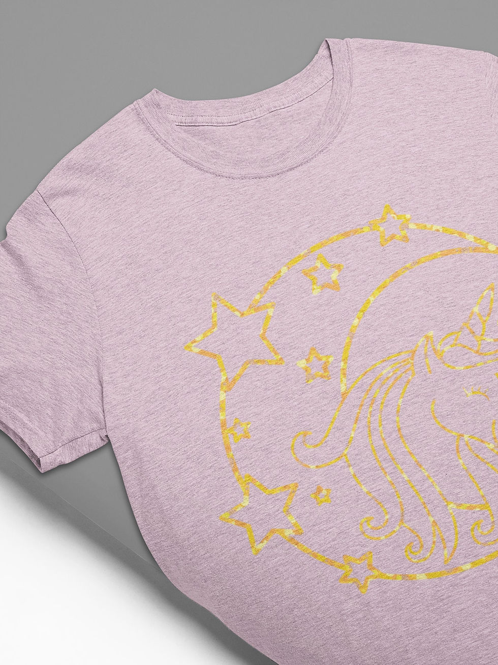 Thumbnail: Unicorn Minimalist Tshirt – Moon Shirt, Stars Tee, Unicorn Girl, Yellow Grap...