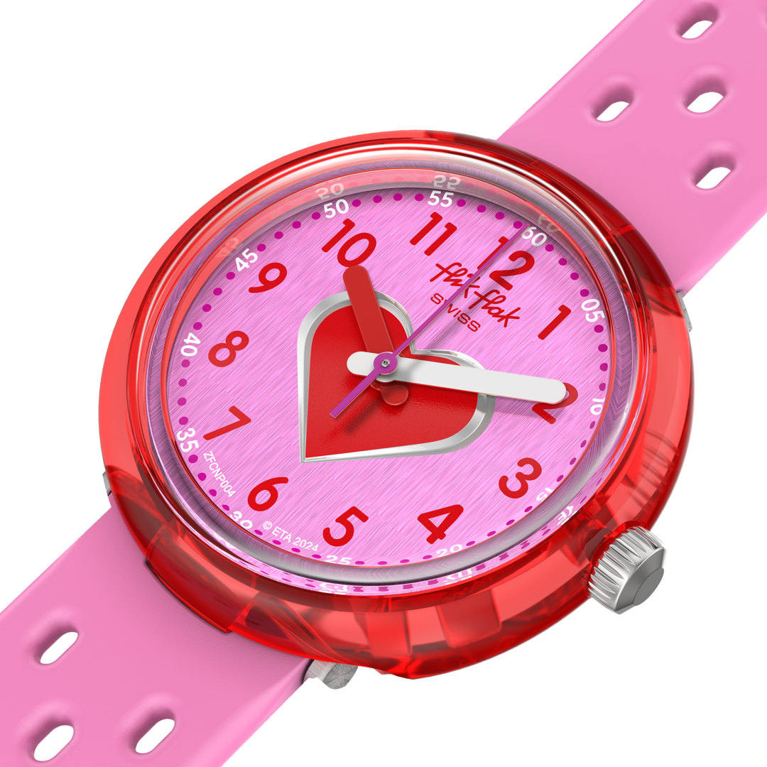Flik Flak Orologio Bambina Cinturino rosa con cuore | Silicone | Quarzo
