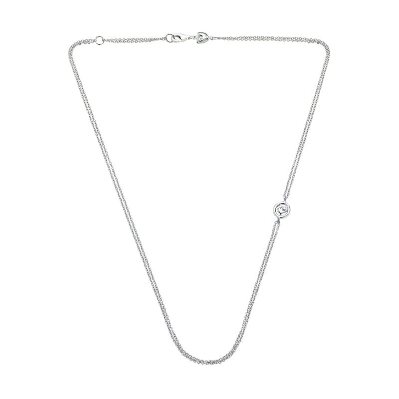 Chantecler Collana Donna Doppia Catenina con Galletto | Oro Bianco 18kt | 45 cm
