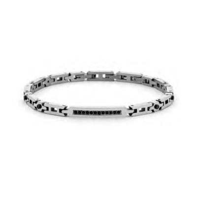 Paciotti | Bracciale Semirigido Uomo | Zirconi Neri | Acciaio | 18-22cm
