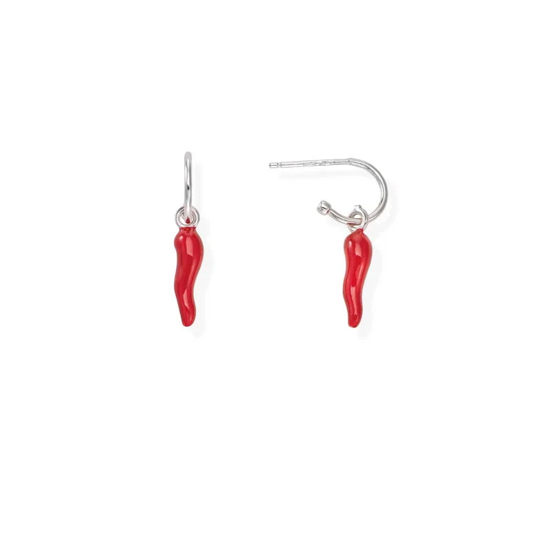 Amen orecchini donna cornetto rosso argento 925