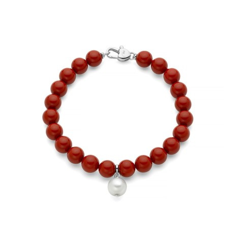 Bracciale Miluna Terra e Mare in Pasta di Corallo con Perla Pendente