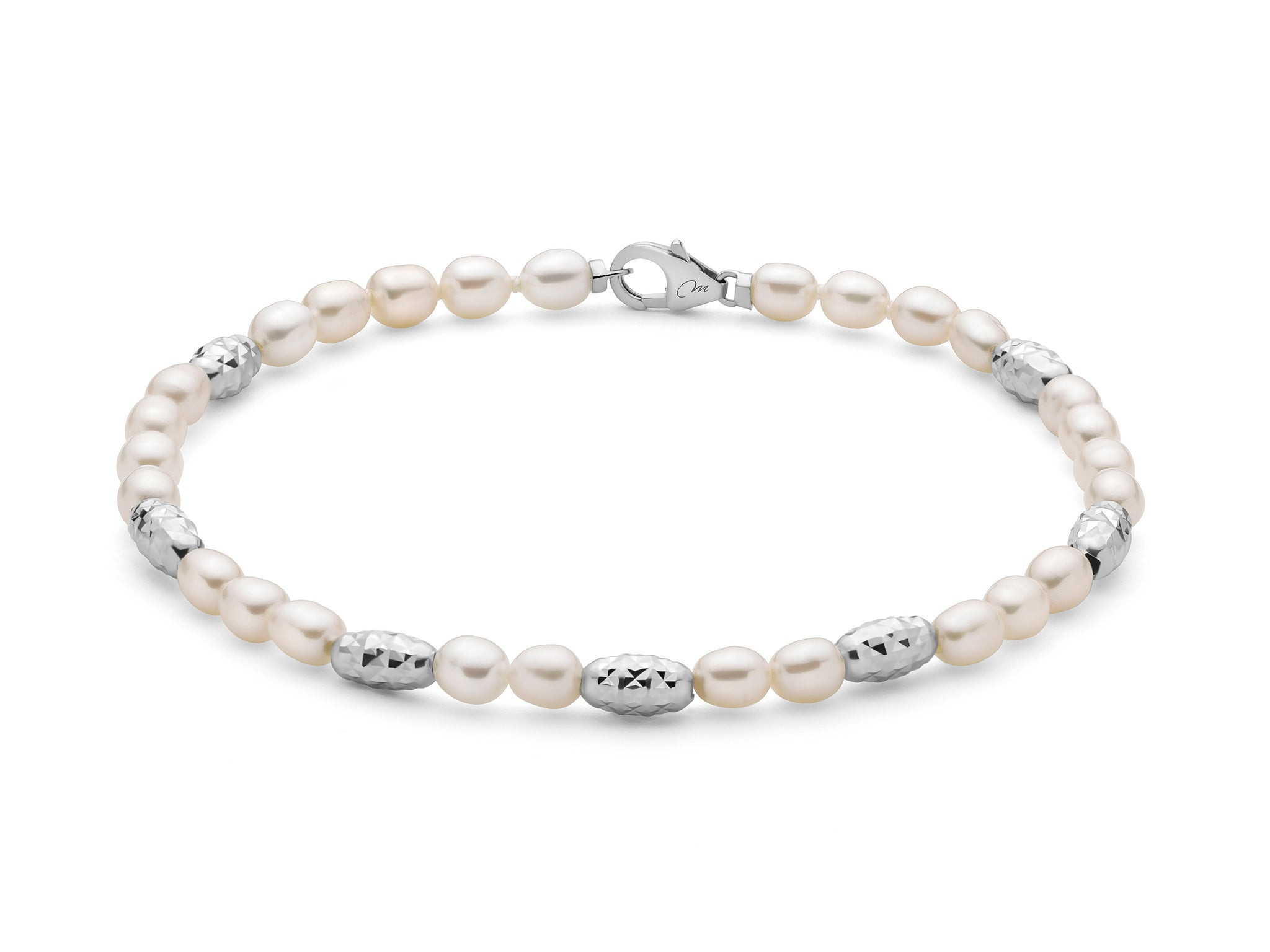 Bracciale Miluna Pepite di Perle con Elementi in Argento Diamantato