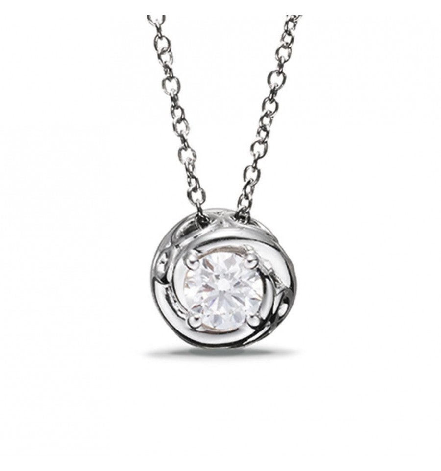 Alfieri & St John Collana Donna Punto Luce | Oro Bianco 18kt | Diamante 0,24 ct