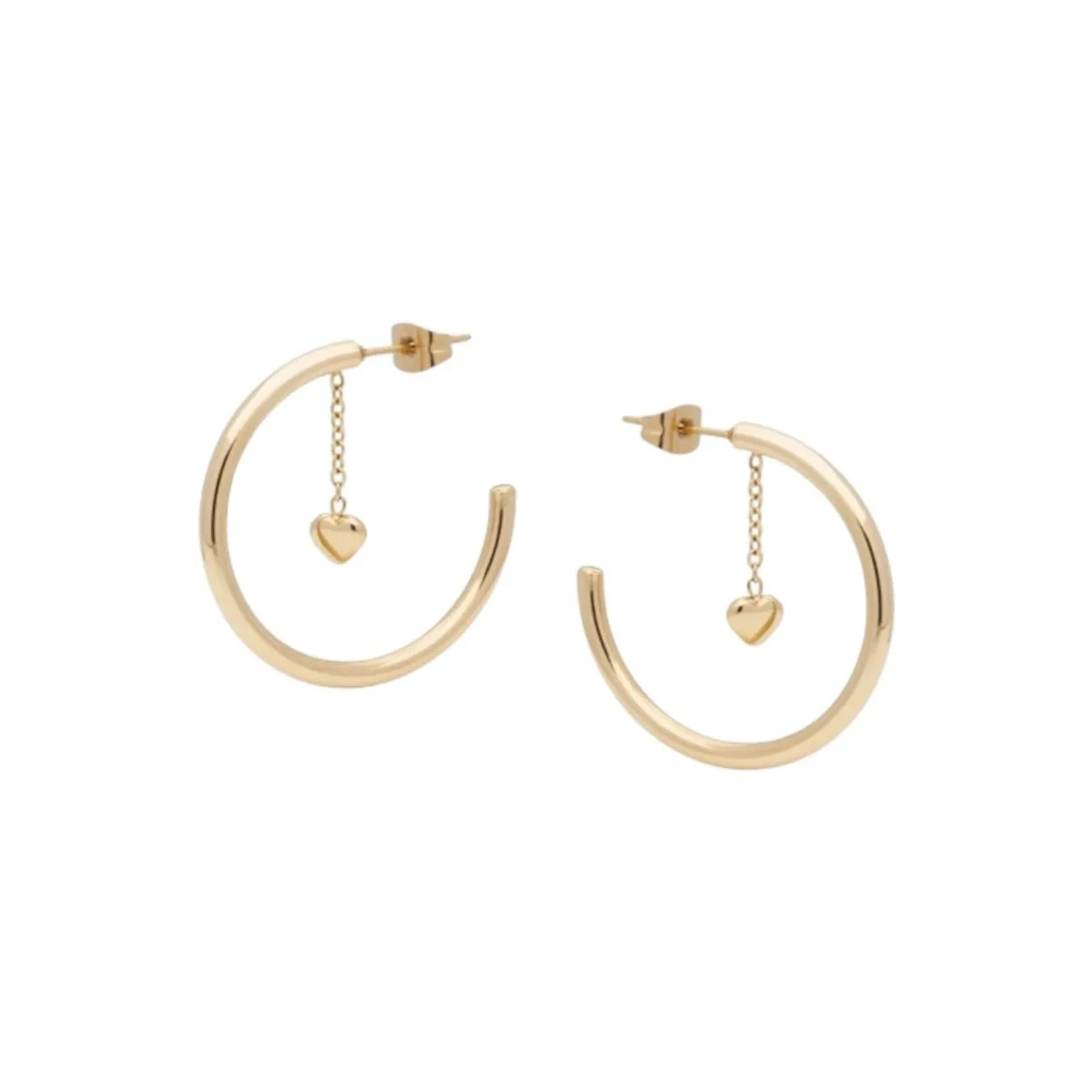 Liu Jo | Orecchini Donna | Cerchio con Cuore Pendente | Acciaio Oro | 3 cm