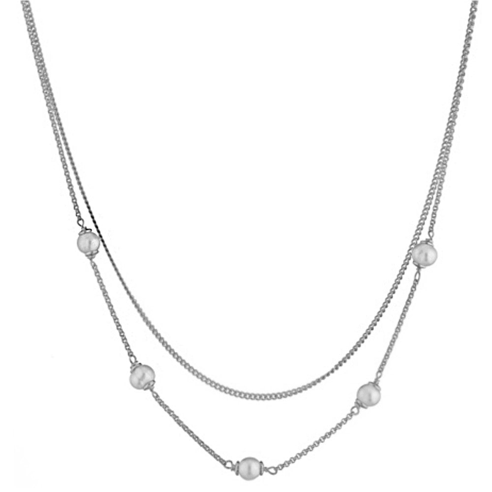 Marcello Pane Collana Charm Multifilo Perle in Argento con Perle Bianche