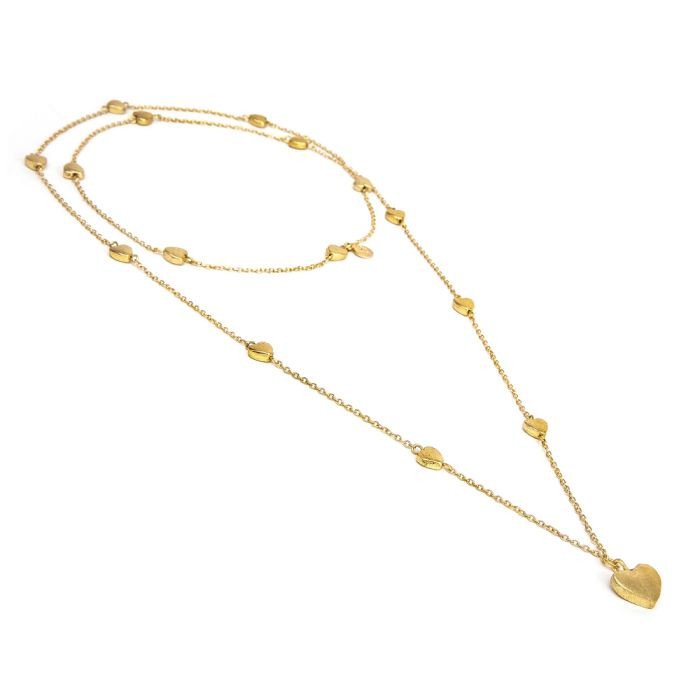 VESTOPAZZO Collana Donna Catena Lunga Cuori | Ottone Riciclato | Artigianale