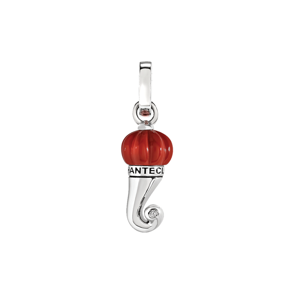 Chantecler Et Voilà Ciondolo Corno in Bioresina Rossa e Diamante