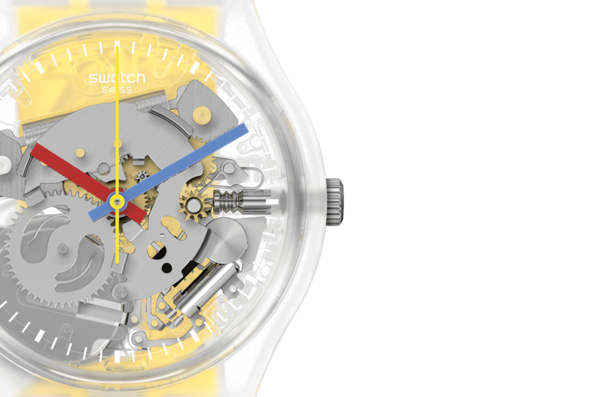 Swatch | Orologio | Trasparente con dettagli gialli | Silicone | 34 mm