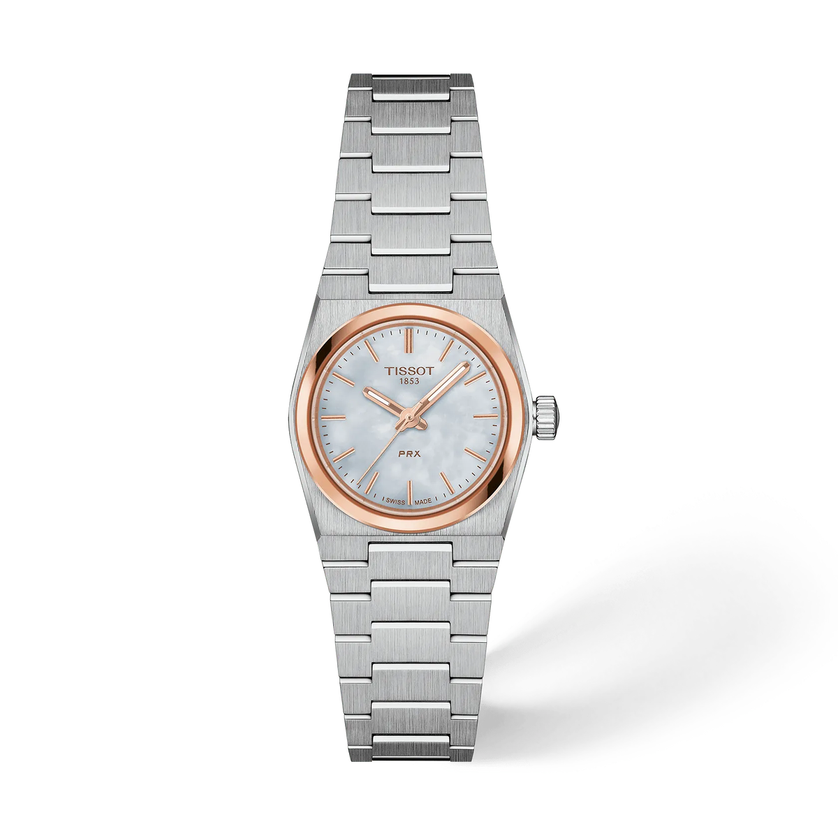Tissot PRX 25 mm Donna Bicolore con Dettagli Oro Rosa e Madreperla Bianca