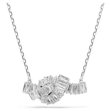 Swarovski | Collana Donna | Nodo Baguette | Rodio | Regolabile 42-49 cm