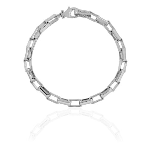 Unoaerre Bracciale Uomo Catena Forzatina | Argento | Chiusura a Moschettone 21cm