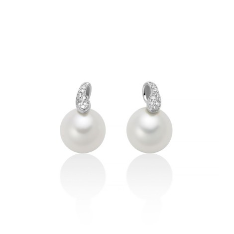 Orecchini Miluna in Oro Bianco 9kt con Perle e Diamanti