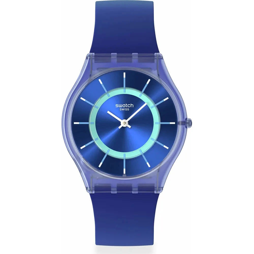 Swatch | Orologio Uomo | Quadrante blu soleil | Vetro bio | Cinturino sfumato