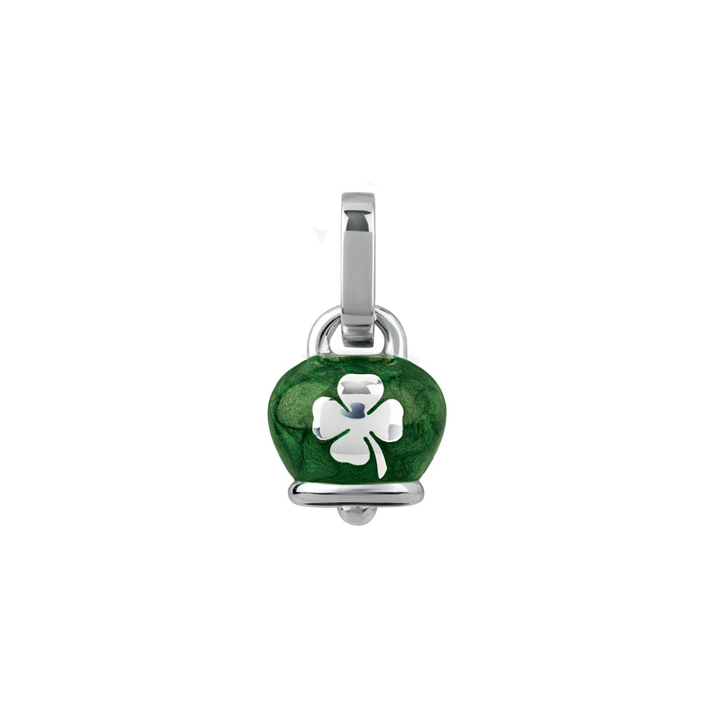 Chantecler Ciondolo Campanella Quadrifoglio|Argento 925|Smalto Verde Double Face