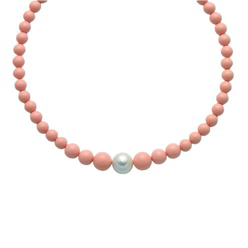 Miluna | Collana | Pasta di Corallo con Perla | Argento 925 | Terra e Mare