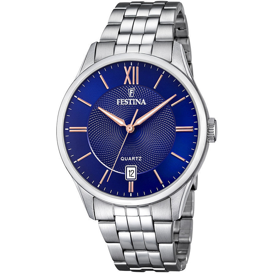 Festina | Orologio Uomo | Quadrante Blu | Acciaio | Indici IP rosè