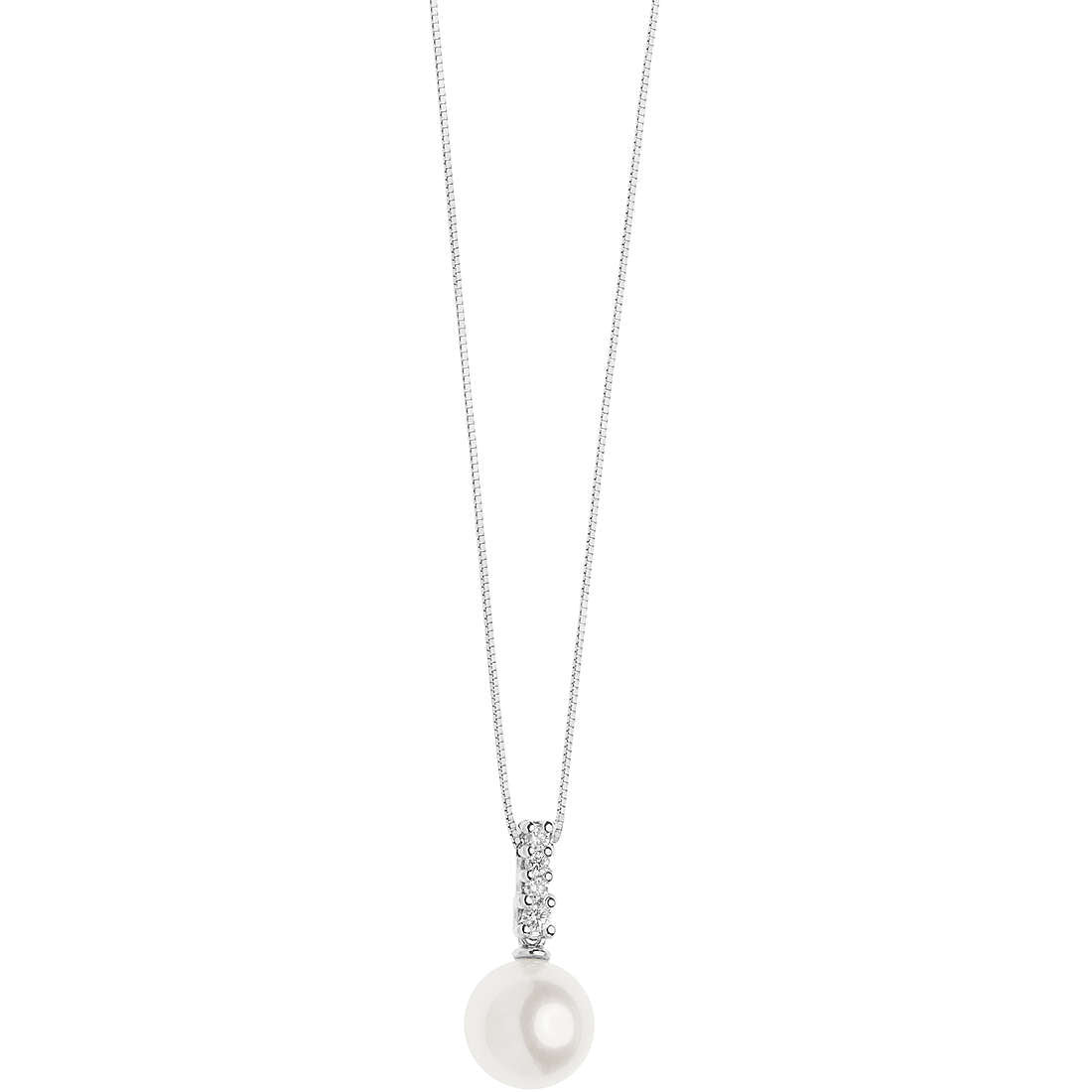 Comete Collana Donna Diamanti G-SI e Perla 8mm | Oro Bianco 750‰ | Moon Light