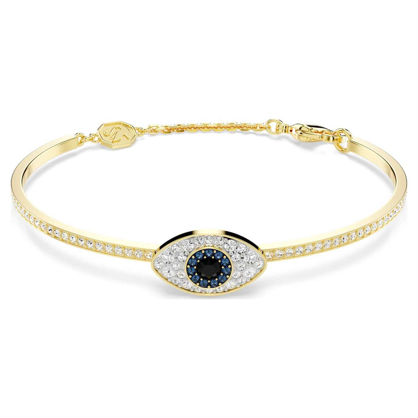 Swarovski Bracciale Donna Rigido con Occhio di Allah | Cristalli | Placcato Oro