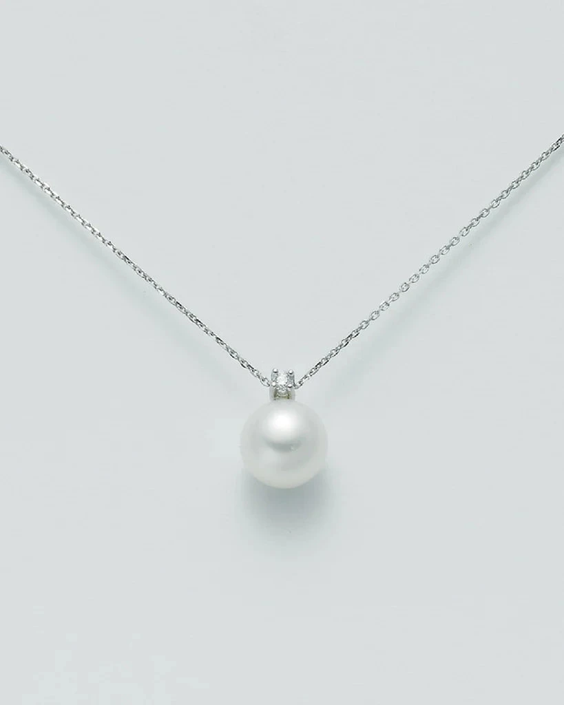 Miluna Collana Donna Collierino Perla e Diamante | Oro Bianco 750‰ | 42 cm
