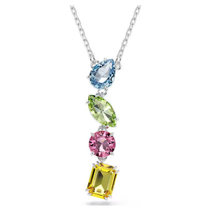 Swarovski Collana Donna Pendente Y Gema Colorata | Rodio | Regolabile