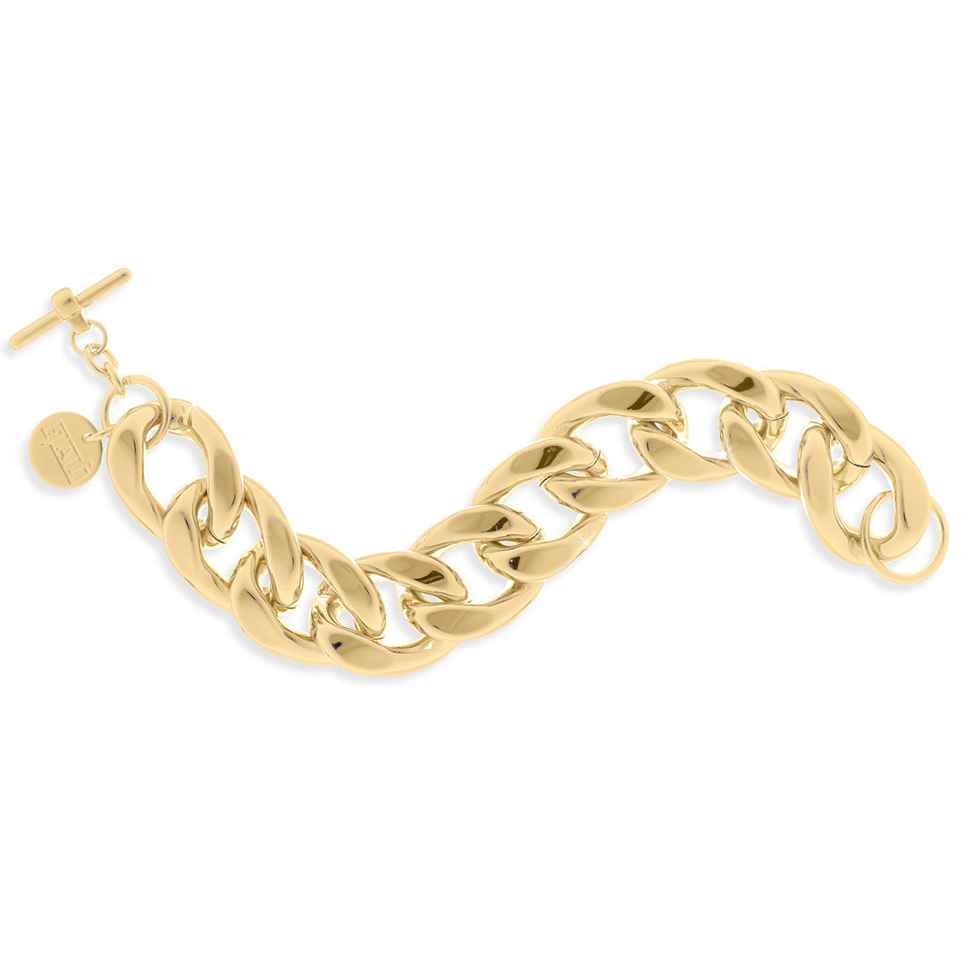 UNOAERRE Bracciale Donna Maxi Catena | Bronzo Dorato | Chiusura T-bar