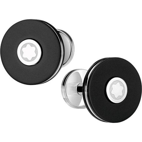 Montblanc | Gemelli | Pix | Acciaio e resina nera | Emblema Montblanc