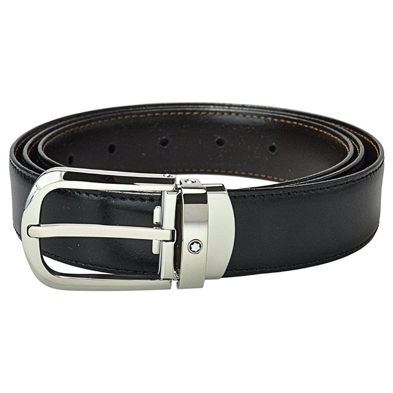 Montblanc Cintura Uomo Reversibile Nero/Marrone | Pelle | Fibbia Palladio