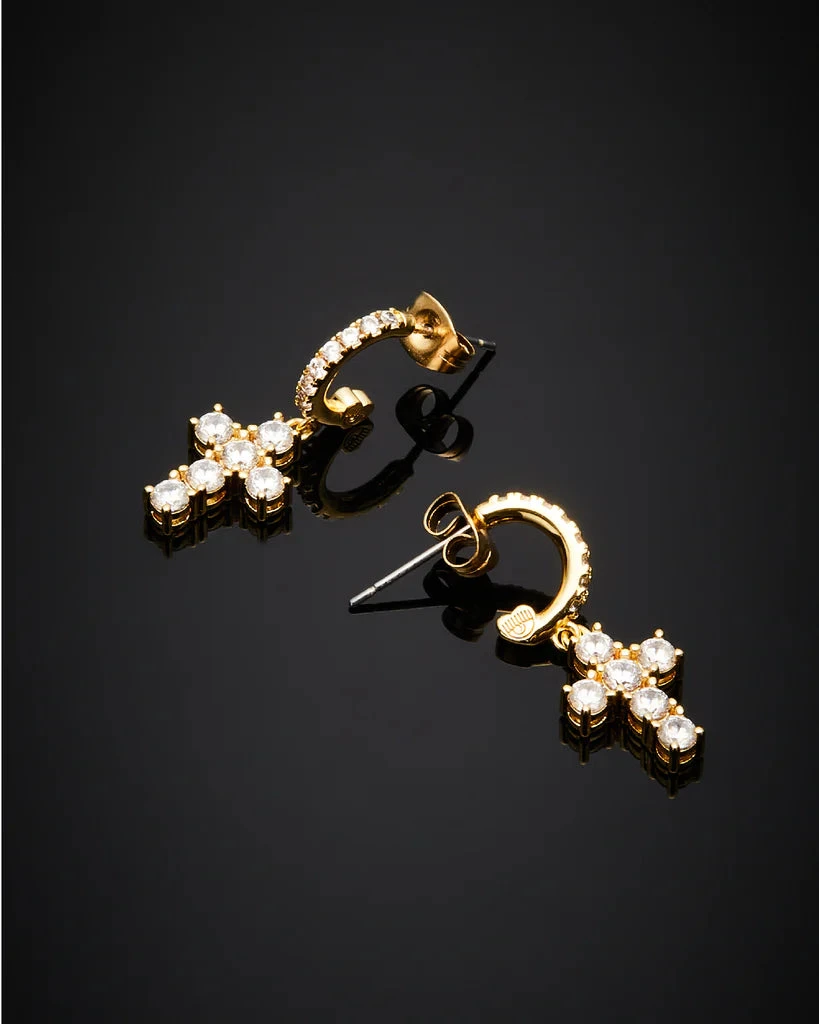 Chiara Ferragni Orecchini Donna Cerchio con Croce Pendente | Oro 18kt | Zirconi