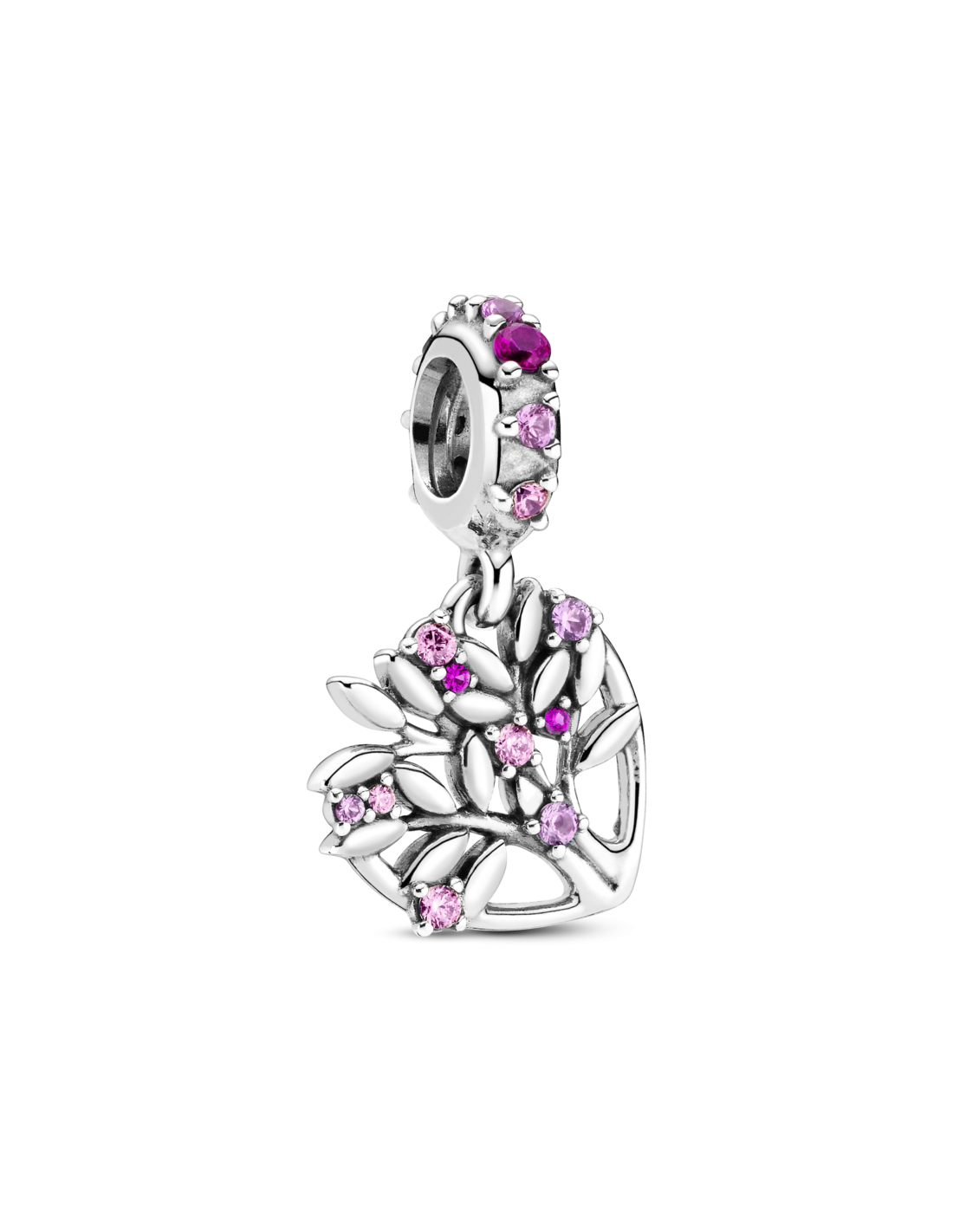Pandora | Charm | Cuore Albero della Vita rosa | Argento sterling | Pietre rosa