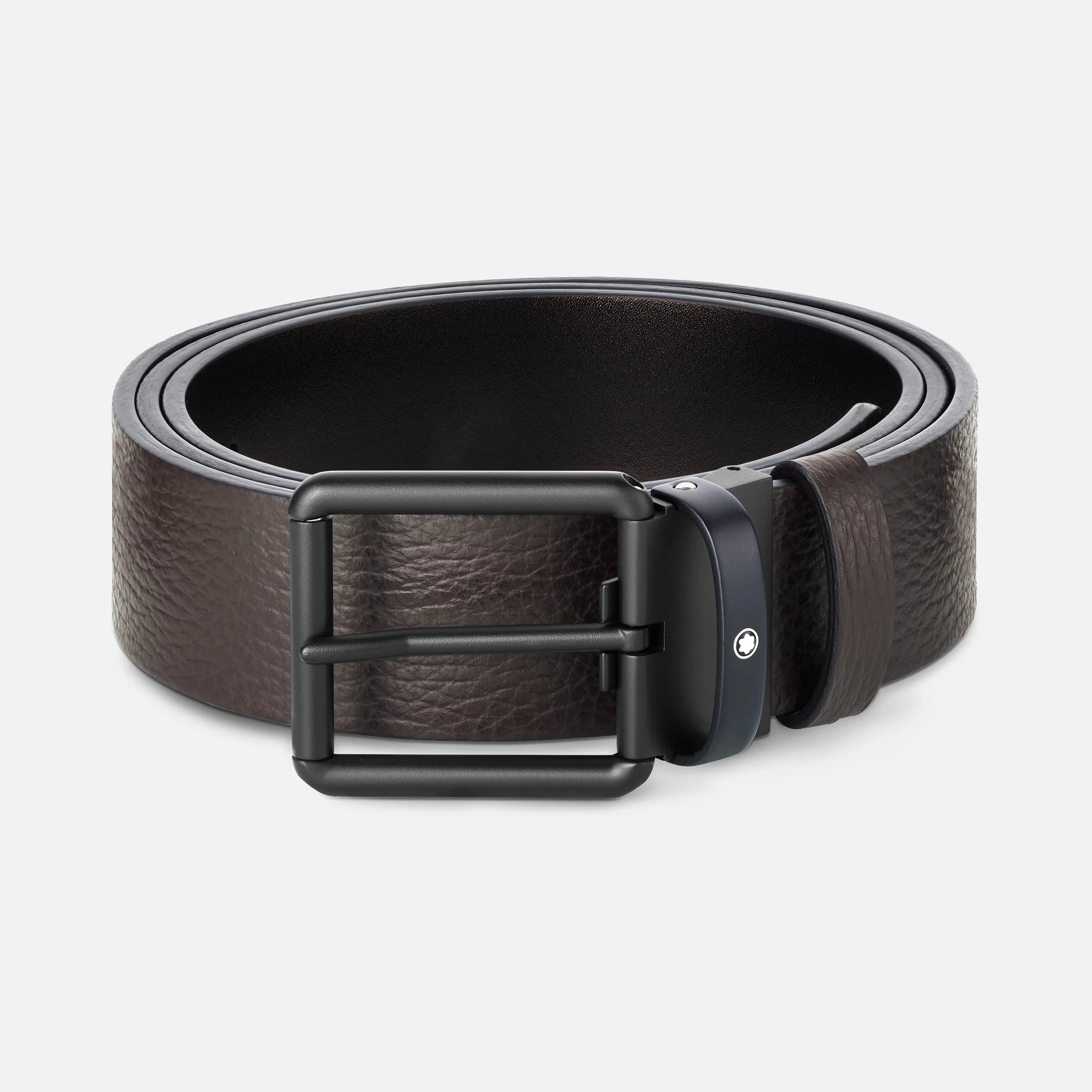 Montblanc Cintura Uomo Reversibile 35 mm | Pelle Marrone/Nera | Fibbia Logo