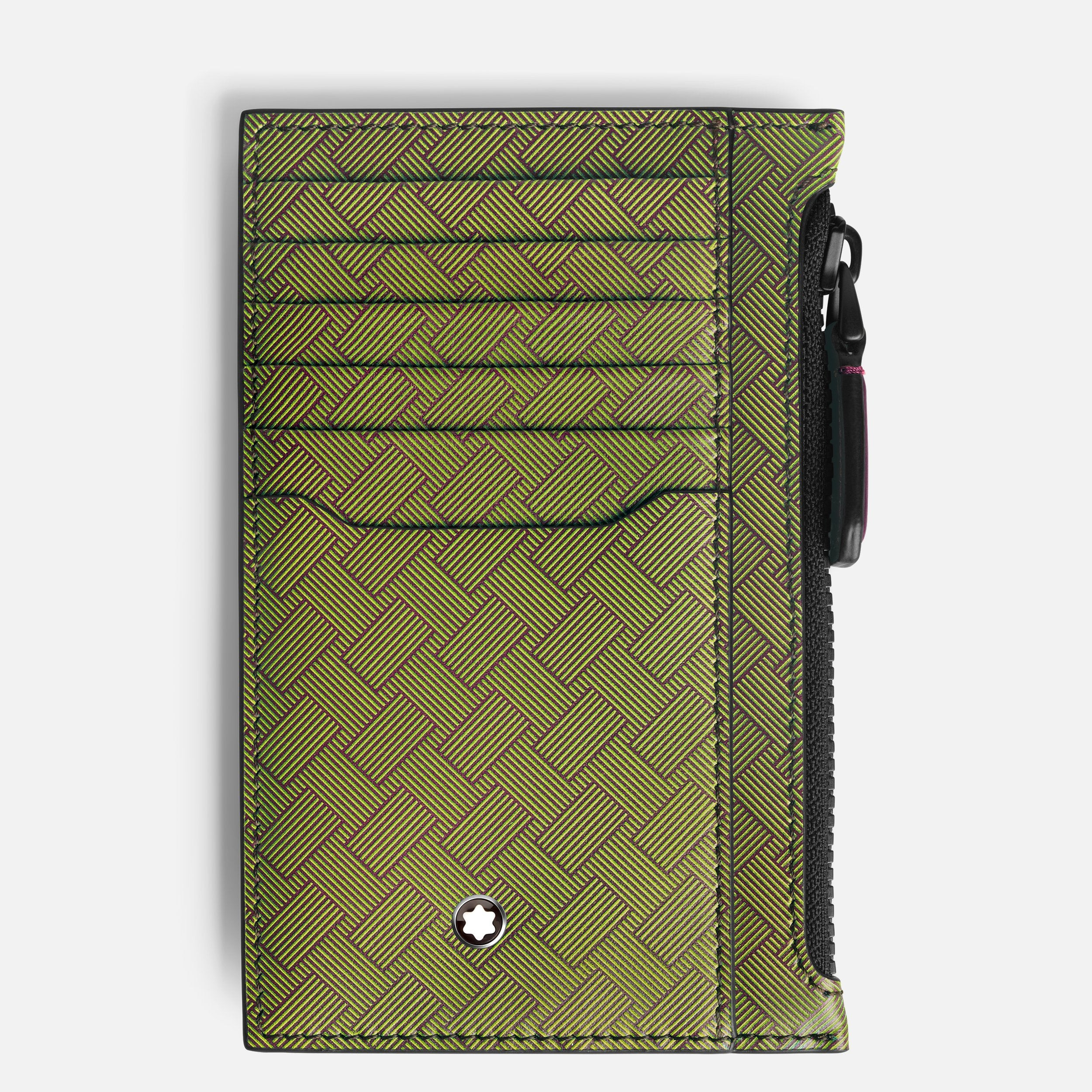Montblanc Portafoglio Uomo 8 Scomparti Zip| Pelle Multi Lime | Anello Posteriore