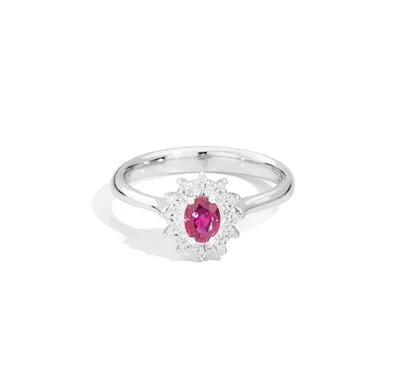 Recarlo Anello Donna Rubino 0,40ct | Oro Bianco 18kt | Diamanti 0,14ct F/VS