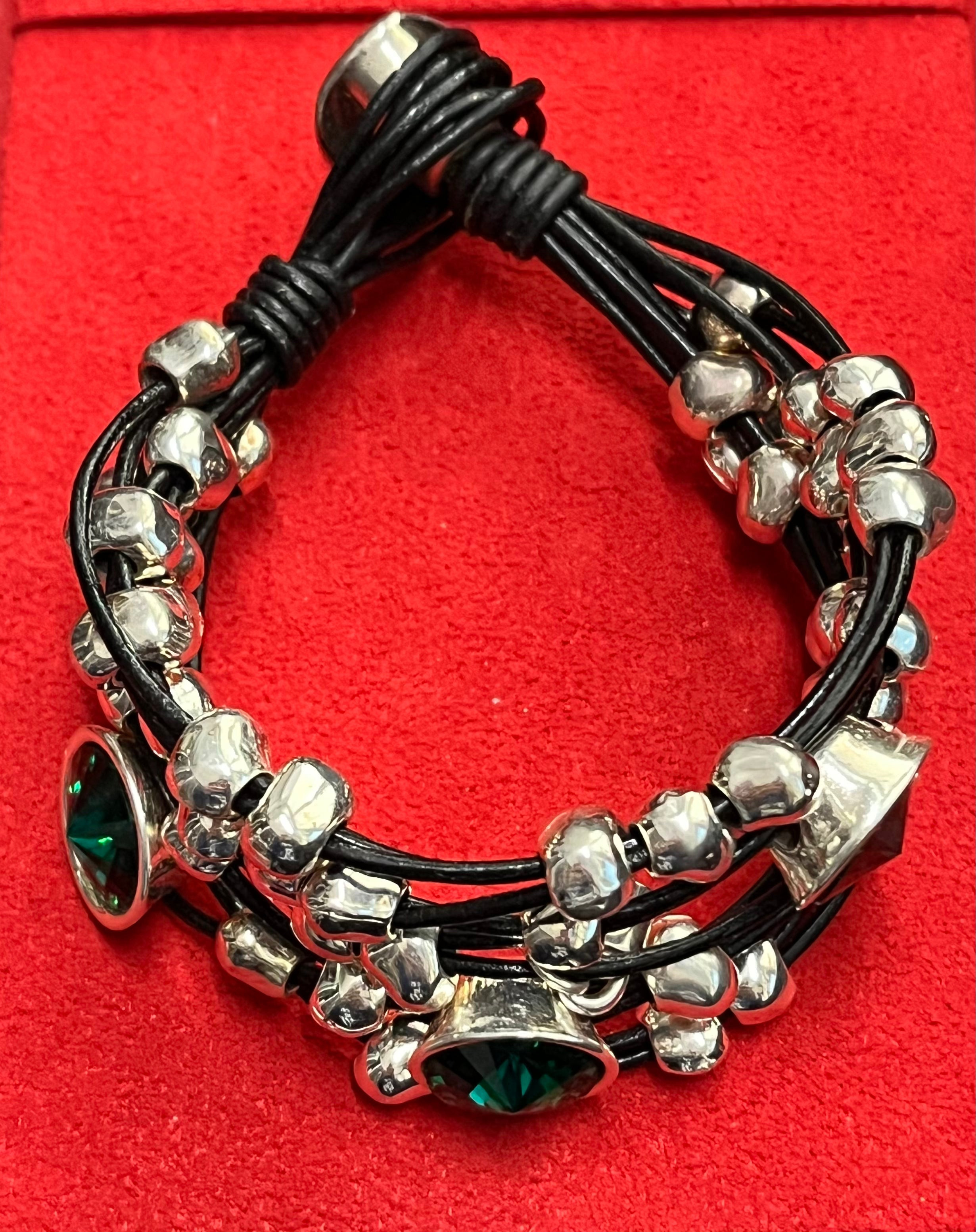 Madness Bracciale Donna Fascia 3 Zirconi Verdi | Argento 925 | Madness Milano