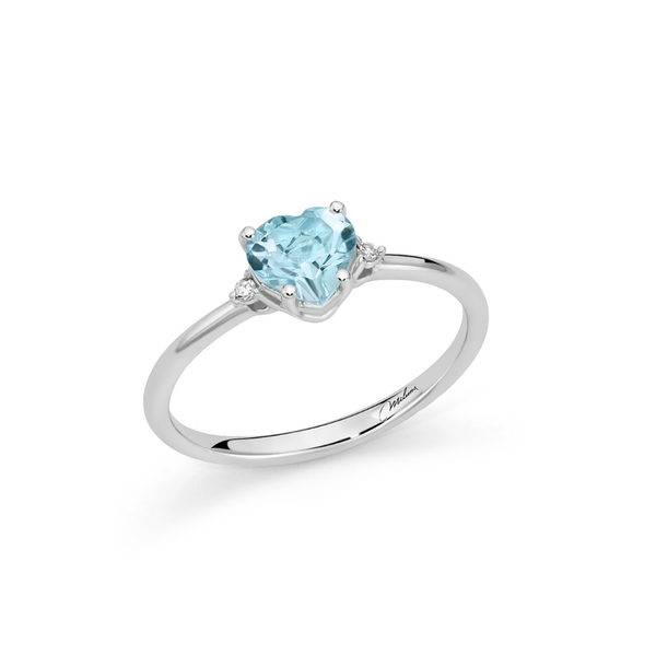 Anello Miluna in Oro Bianco 9Kt con Topazio Azzurro e Diamanti