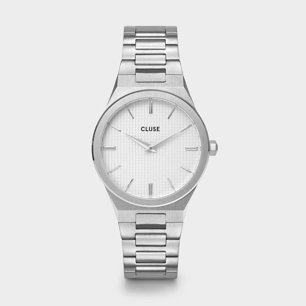 Cluse Orologio Donna Vigoureux Quadrante Bianco a Griglia | Acciaio Inox | 5 ATM