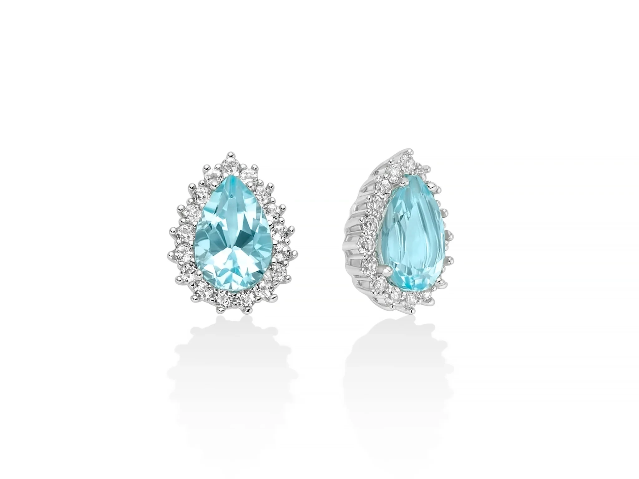 Miluna | Orecchini Donna | Topazi Azzurri Goccia | Argento 925 | Topazi Bianchi