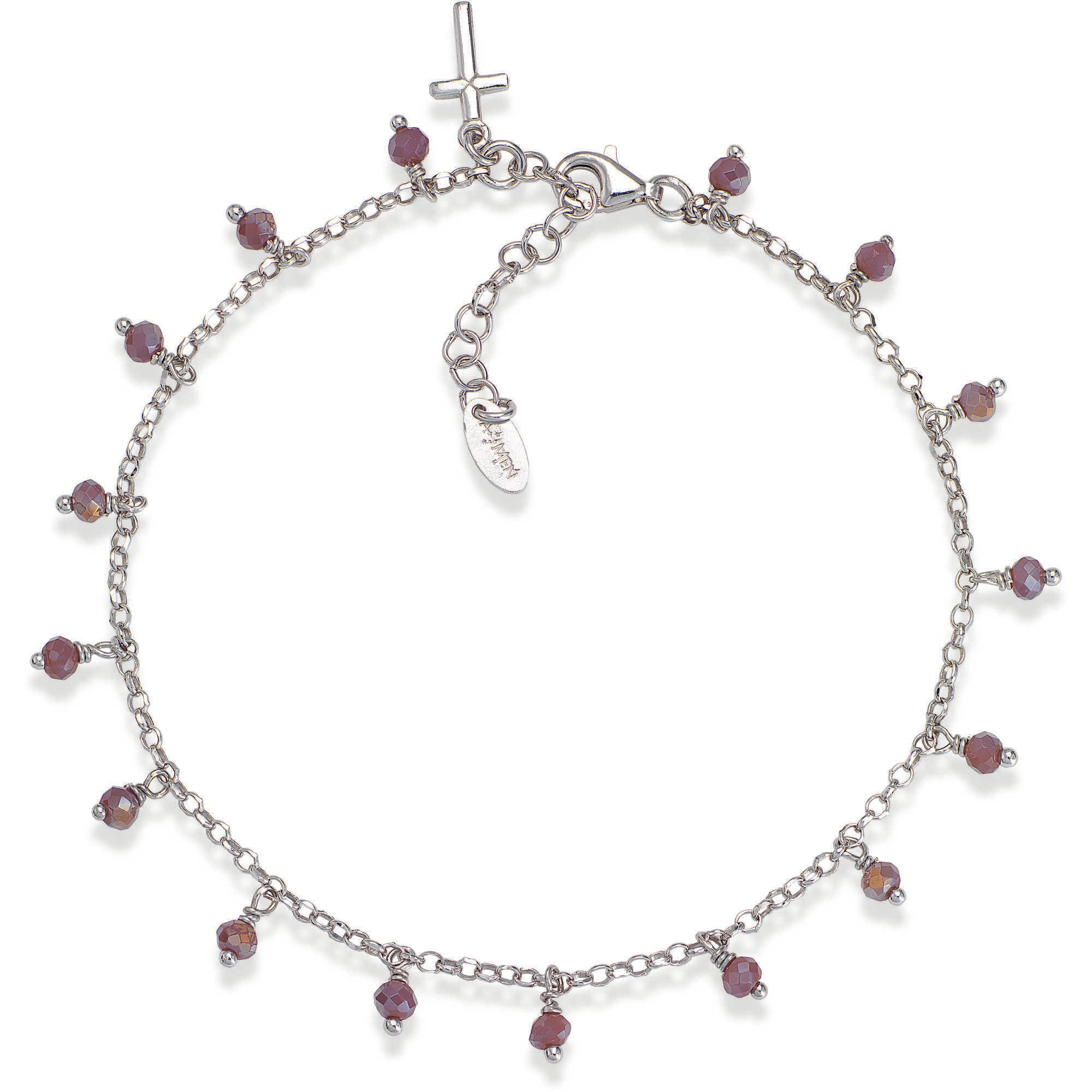 Amen Cavigliera Donna Cristalli Viola | Argento 925 | Croce Elegante