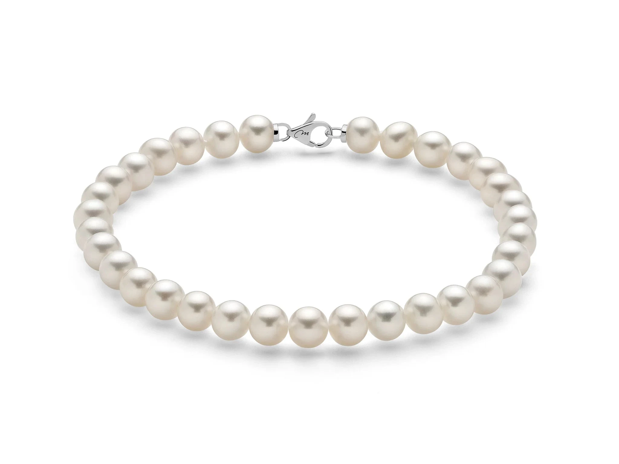 Miluna | Bracciale Donna | Perle 6,5-7 mm | Oro Bianco 18 kt | Chiusura Miluna