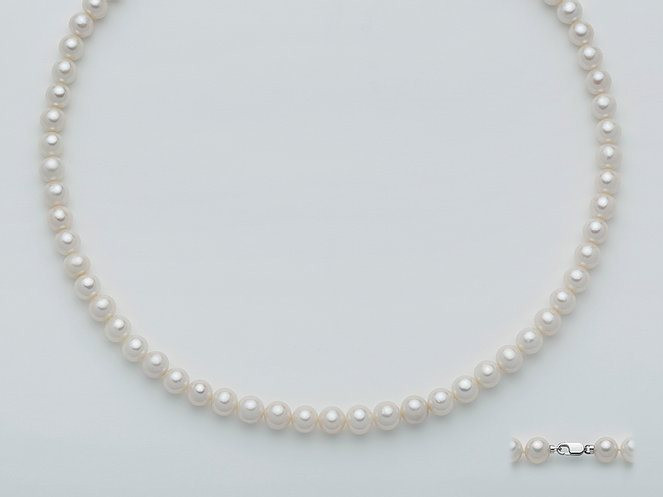 Collana Miluna Perle Bianche 5–5,5 mm in Oro Bianco 18K