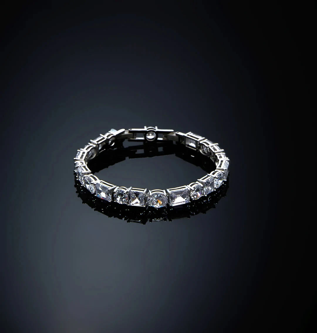Chiara Ferragni Bracciale Tennis Zirconi Multiformato | Placcato Rodio | 16 cm