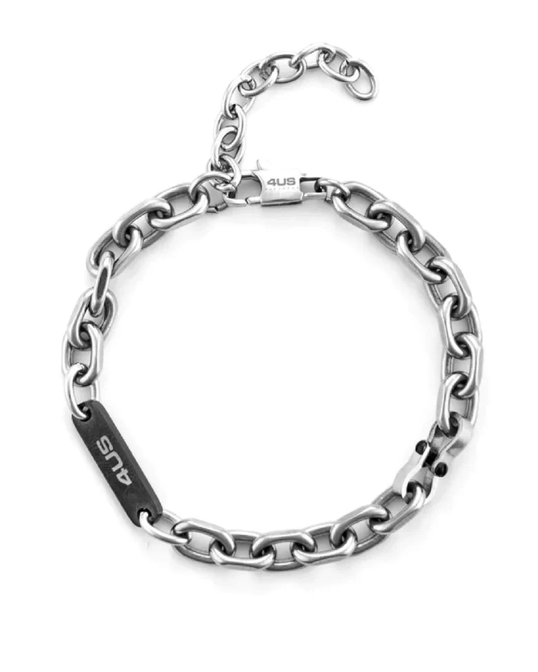 Cesare Paciotti | Bracciale Uomo | Targa PVD Nera | Acciaio Inox | Regolabile