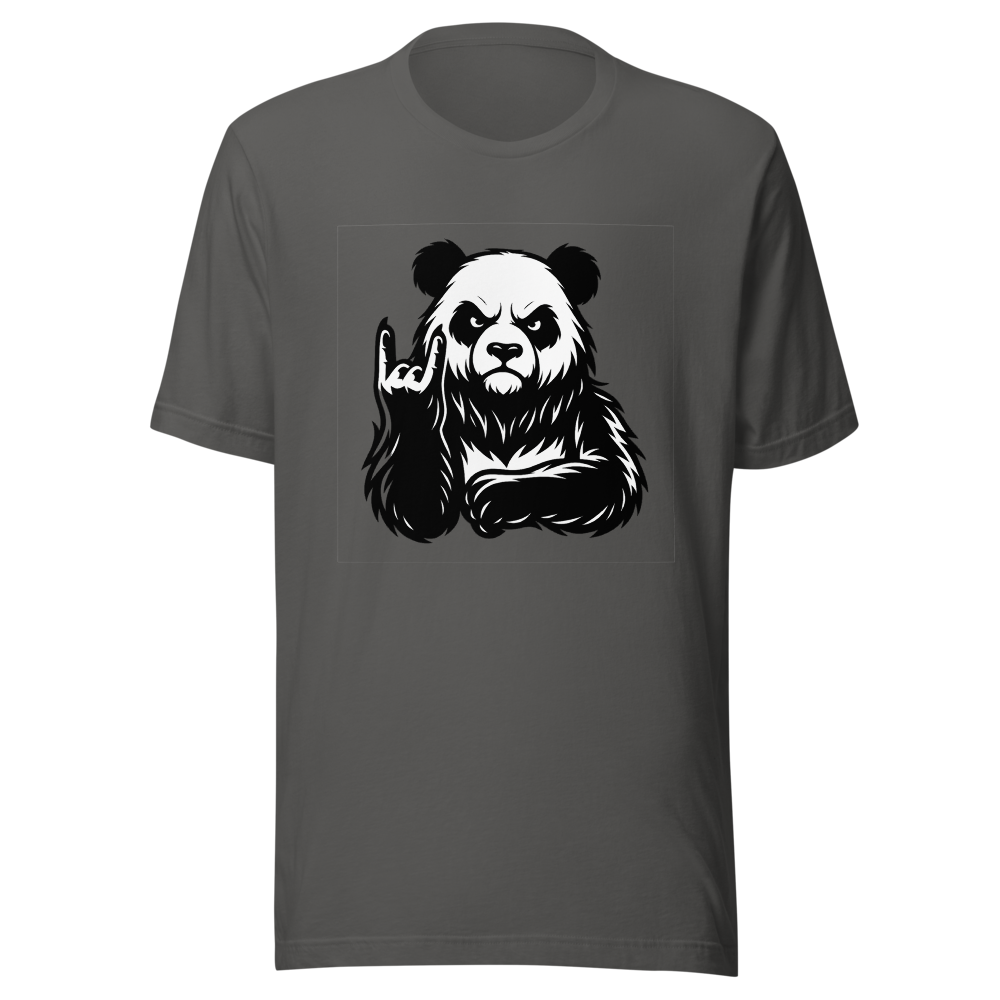 Panda Rock Horns Black-and-White T-Shirt